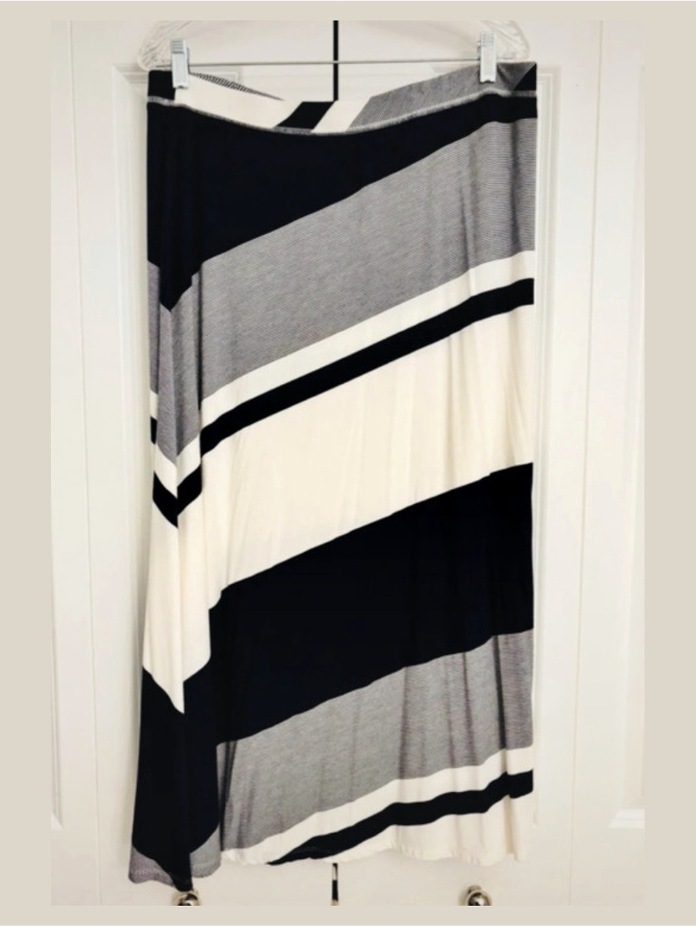 Avenue VIP Knits Blue White Striped Midi Skirt Plus Size 18/20